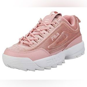 Fila disruptors pink velvet sneakers